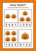 How many Pumpkin, game for children. Vector illustration, printable worksheet