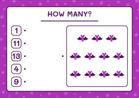 How many Bat, game for children. Vector illustration, printable worksheet