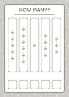 How many Skull with Candle, game for children. Vector illustration, printable worksheet