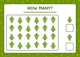 How many christmas tree, game for children. Vector illustration, printable worksheet