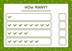 How many holly berry, game for children. Vector illustration, printable worksheet