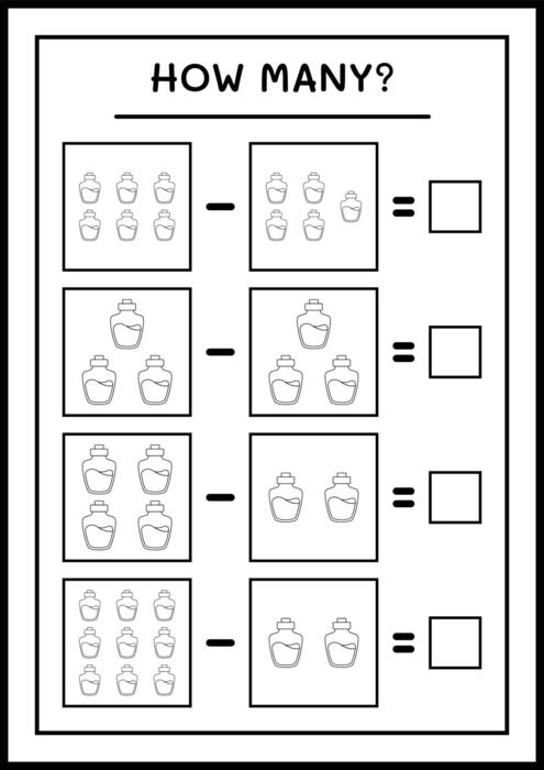 How many Potion Bottle, game for children. Vector ...