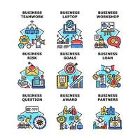 Business Goals Set Icons Vector Illustrations