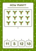 How many holly berry, game for children. Vector illustration, printable worksheet