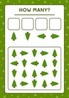 How many christmas tree, game for children. Vector illustration, printable worksheet