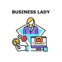 ilustración de color de concepto de vector de dama de negocios