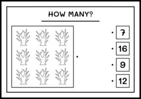 How many Dead Tree, game for children. Vector illustration, printable worksheet