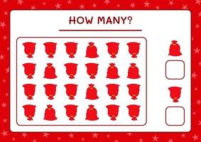 How many santa claus red bag, game for children. Vector illustration, printable worksheet