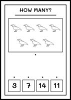 How many Raven, game for children. Vector illustration, printable worksheet