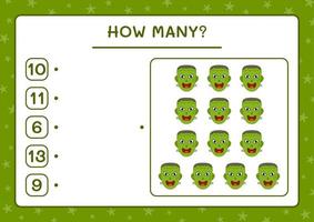 How many Monster, game for children. Vector illustration, printable worksheet