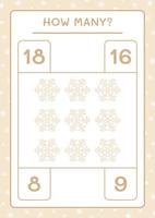 How many snowflake, game for children. Vector illustration, printable worksheet