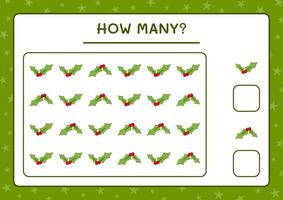 How many holly berry, game for children. Vector illustration, printable worksheet