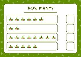 How many holly berry, game for children. Vector illustration, printable worksheet