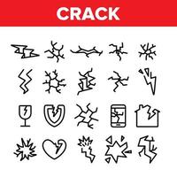 Crack Things Collection Elements Icons Set Vector