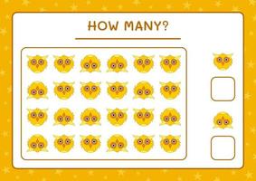 How many Owl, game for children. Vector illustration, printable worksheet