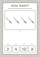 How many Knife, game for children. Vector illustration, printable worksheet