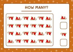 How many santa claus sleigh, game for children. Vector illustration, printable worksheet