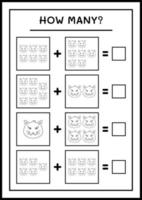 How many Cat, game for children. Vector illustration, printable worksheet