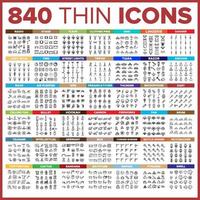 Web Icon Thin Line Big Set Vector