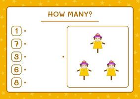 How many Scarecrow, game for children. Vector illustration, printable worksheet