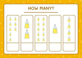 How many Potion Bottle, game for children. Vector illustration, printable worksheet