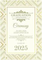Elegant graduation invitation template with ornamental border vector