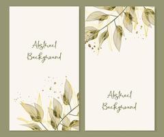 Luxurious nature template for social media storis with leaves, vegetation and gold. Vector editable background.