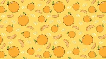 Citrus horizontal background of fresh oranges in a flat style. Colourful vector wallpaper. Seamless pattern. Vector illustration for printing