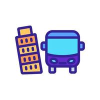 tour bus and leaning tower of pisa icon vector outline illustration