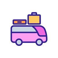 sightseeing bus with suitcases icon vector outline illustration