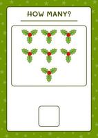 How many holly berry, game for children. Vector illustration, printable worksheet