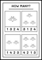 How many Bat, game for children. Vector illustration, printable worksheet