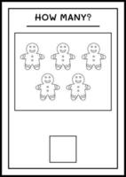 How many gingerbread cookie, game for children. Vector illustration, printable worksheet