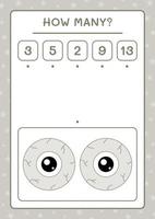 How many Eye, game for children. Vector illustration, printable worksheet