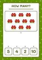 How many winter mittens, game for children. Vector illustration, printable worksheet