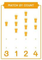 Match by count of Beer, game for children. Vector illustration, printable worksheet