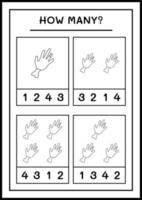 How many Zombie Hand, game for children. Vector illustration, printable worksheet