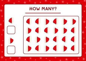 How many santa claus hat, game for children. Vector illustration, printable worksheet