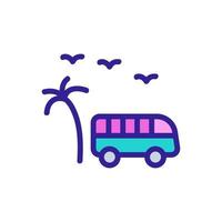 tourist bus among palm trees icon vector outline illustration