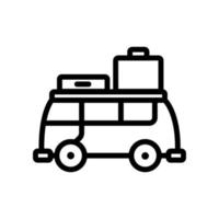 suitcase stuff by bus icon vector outline illustration