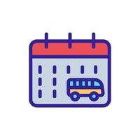 autobús viaje calendario día icono vector contorno ilustración