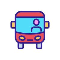 sightseeing bus with driver front view icon vector outline illustration