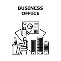 Business Office Vector Concept Black Illustration