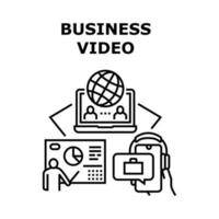 Business Video Vector Concept Black Illustration