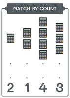 Match by count of Calculator, game for children. Vector illustration, printable worksheet