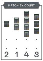 Match by count of Calculator, game for children. Vector illustration, printable worksheet