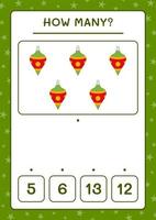 How many christmas ornament, game for children. Vector illustration, printable worksheet