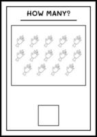 How many Zombie Hand, game for children. Vector illustration, printable worksheet