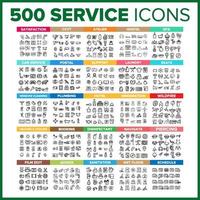 Service Icon Thin Line Big Set Vector