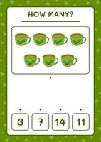 How many christmas mug, game for children. Vector illustration, printable worksheet